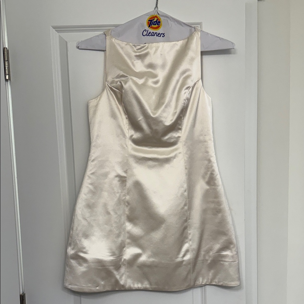 Retrofete Satin Mini Dress in Ivory